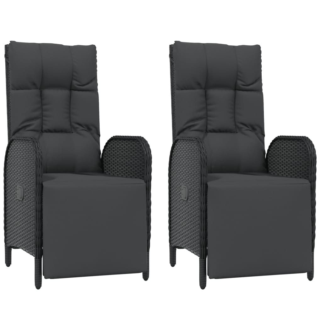 5 részes fekete polyrattan kerti étkezőgarnitúra párnákkal 5