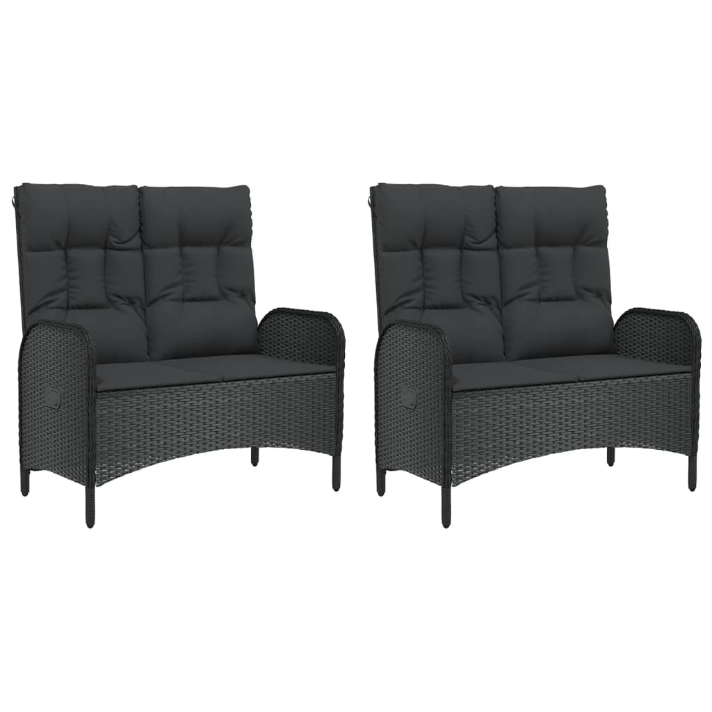 5 részes fekete polyrattan kerti étkezőgarnitúra párnákkal 6