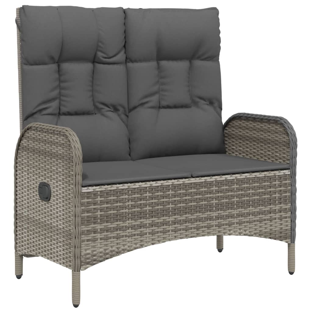 3 részes szürke polyrattan kerti étkezőgarnitúra párnával 6