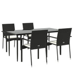 5 részes fekete polyrattan kerti étkezőgarnitúra párnákkal 3
