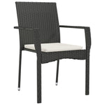 5 részes fekete polyrattan kerti étkezőgarnitúra párnákkal 5