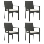 5 részes fekete polyrattan kerti étkezőgarnitúra párnákkal 4