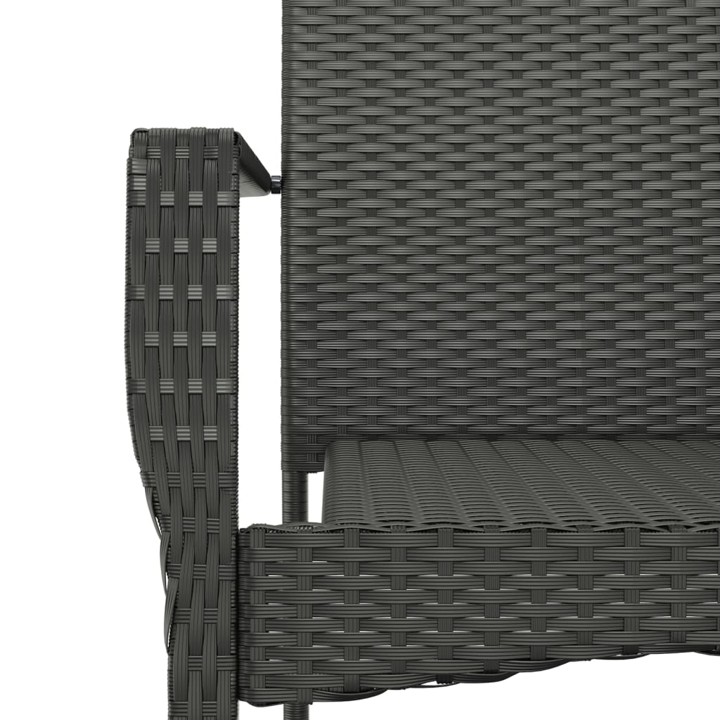 5 részes fekete polyrattan kerti étkezőgarnitúra párnákkal 8