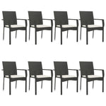 9 részes fekete polyrattan kerti étkezőgarnitúra párnákkal 4