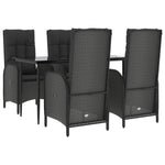 5 részes fekete polyrattan kerti étkezőgarnitúra párnákkal 3