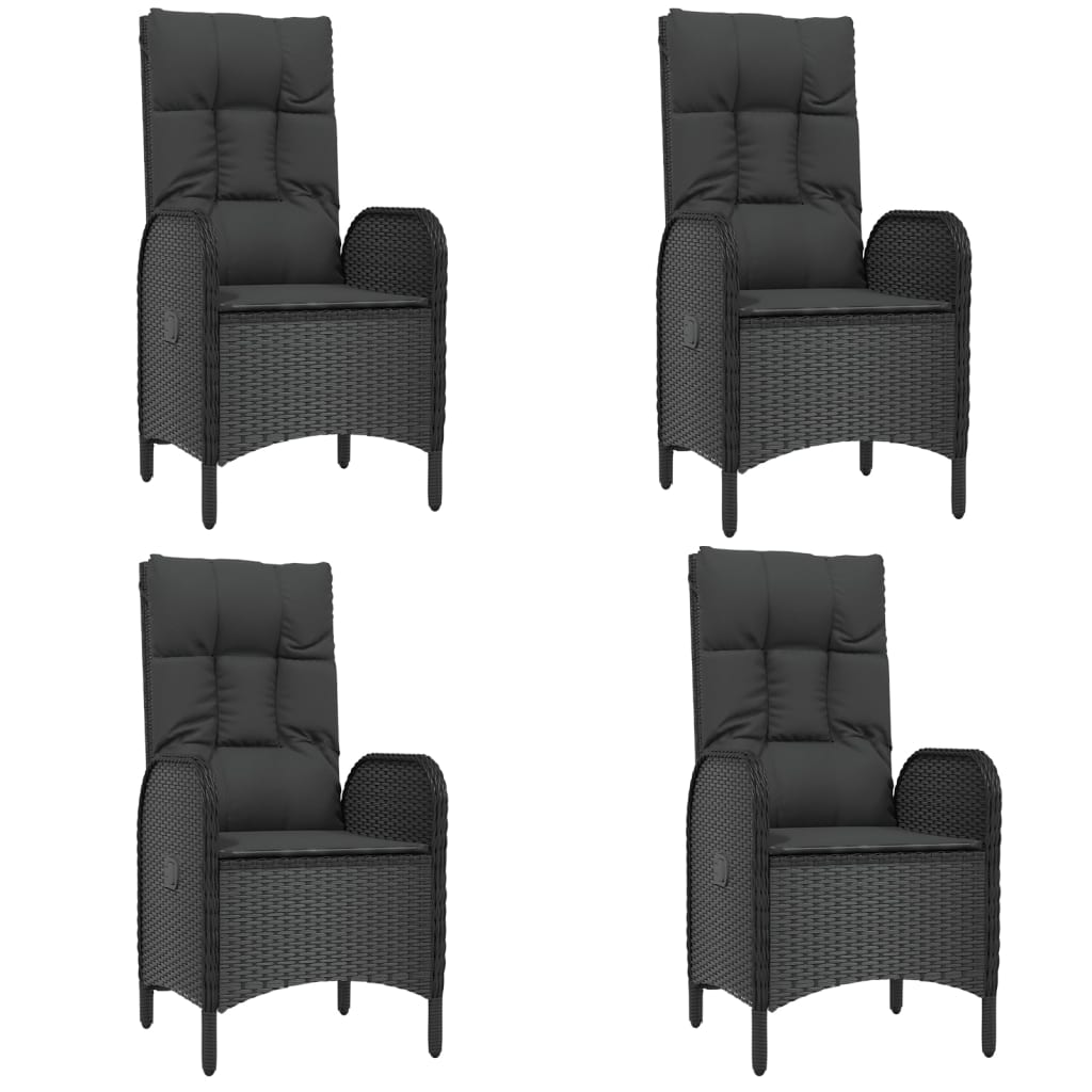 5 részes fekete polyrattan kerti étkezőgarnitúra párnákkal 4