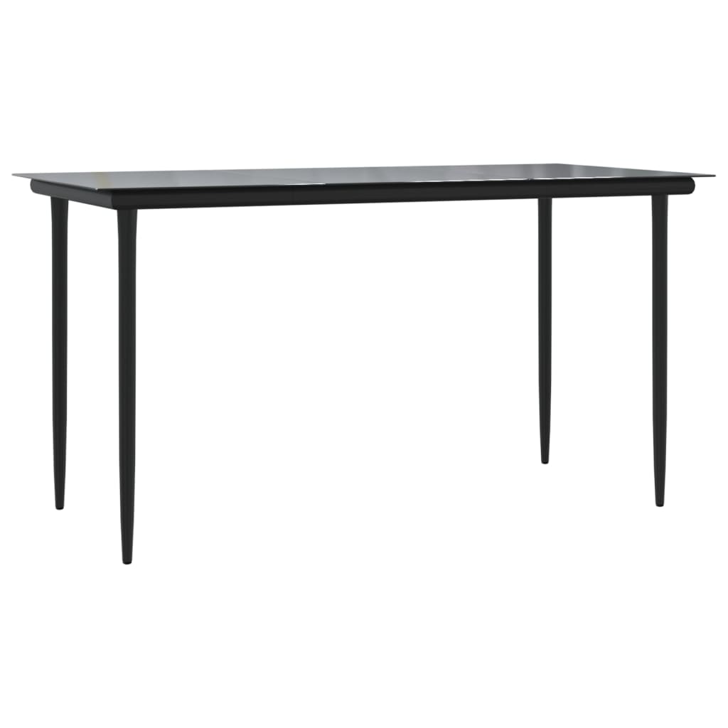5 részes fekete polyrattan kerti étkezőgarnitúra párnákkal 6