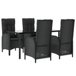 5 részes fekete polyrattan kerti étkezőgarnitúra párnákkal 3