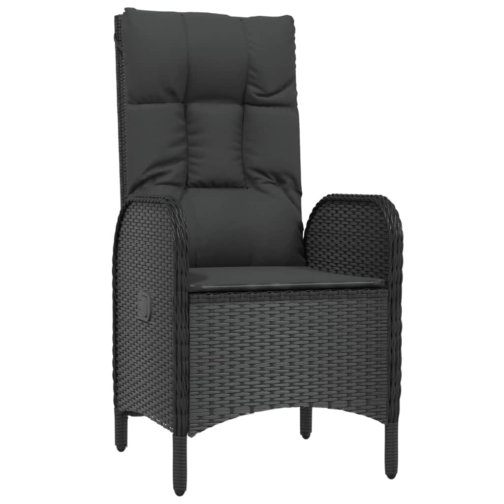 5 részes fekete polyrattan kerti étkezőgarnitúra párnákkal 5