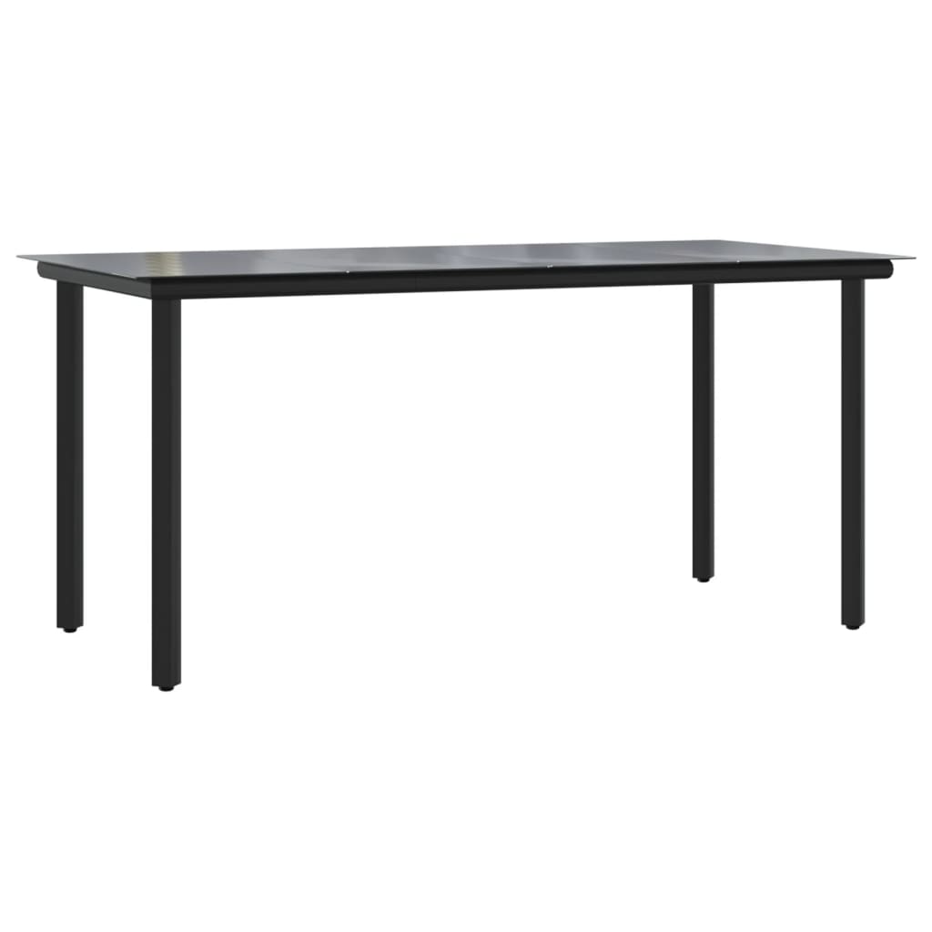 5 részes fekete polyrattan kerti étkezőgarnitúra párnákkal 7