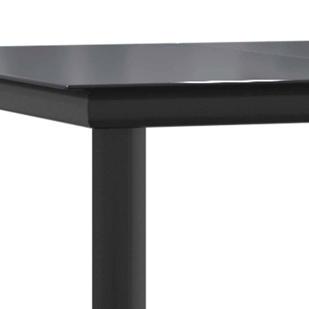 5 részes fekete polyrattan kerti étkezőgarnitúra párnákkal 9