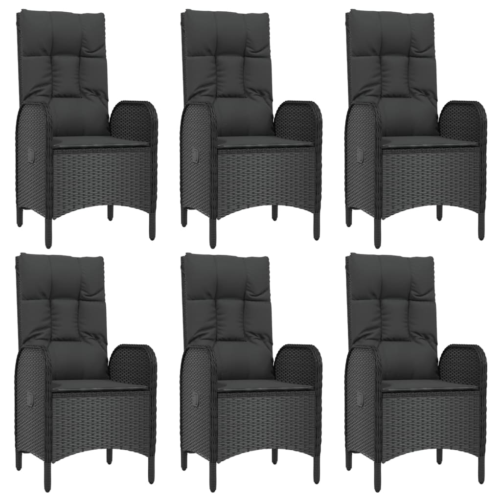 7 részes fekete polyrattan kerti étkezőgarnitúra párnával 4
