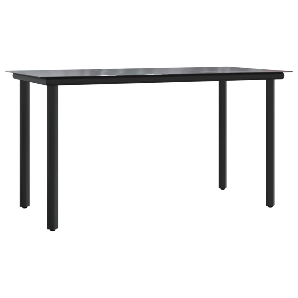 7 részes fekete polyrattan kerti étkezőgarnitúra párnával 7