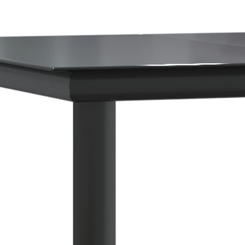 7 részes fekete polyrattan kerti étkezőgarnitúra párnával 9