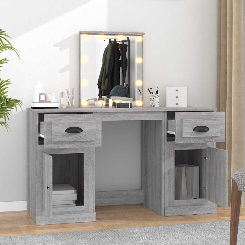 Szürke sonoma színű fésülködőasztal LED-del 130x50x132,5 cm 3