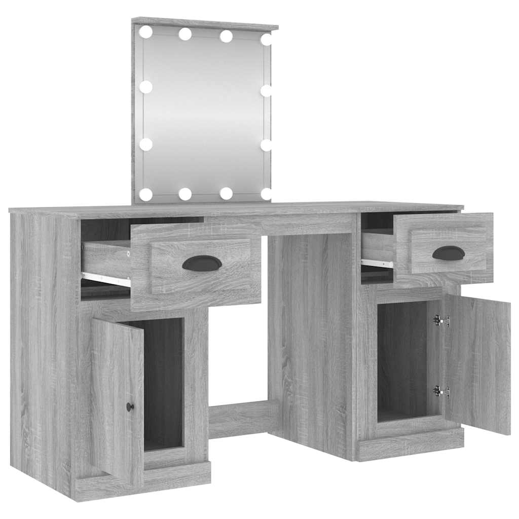 Szürke sonoma színű fésülködőasztal LED-del 130x50x132,5 cm 8
