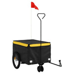 Fekete-sárga vas kerékpár-utánfutó 30 kg 2