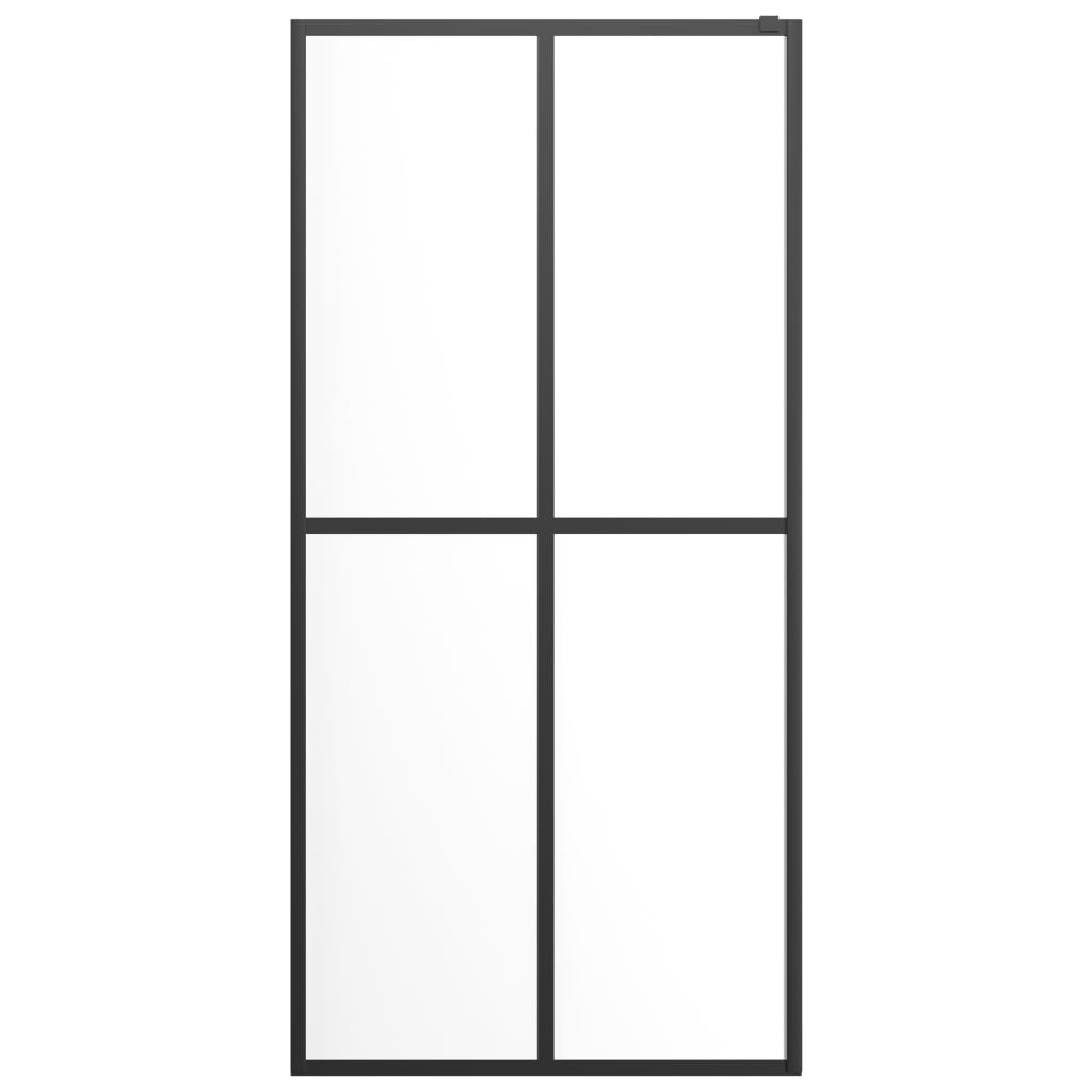 Fekete ESG üveg és alumínium zuhanyfal polccal 80 x 195 cm 4