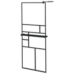 Fekete ESG üveg és alumínium zuhanyfal polccal 80 x 195 cm 2