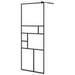 Fekete ESG üveg és alumínium zuhanyfal polccal 80 x 195 cm 3
