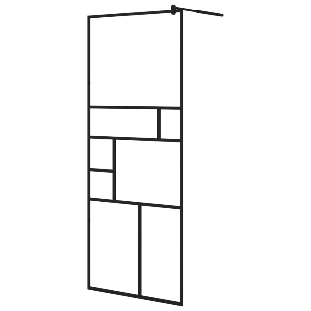 Fekete ESG üveg és alumínium zuhanyfal polccal 80 x 195 cm 3
