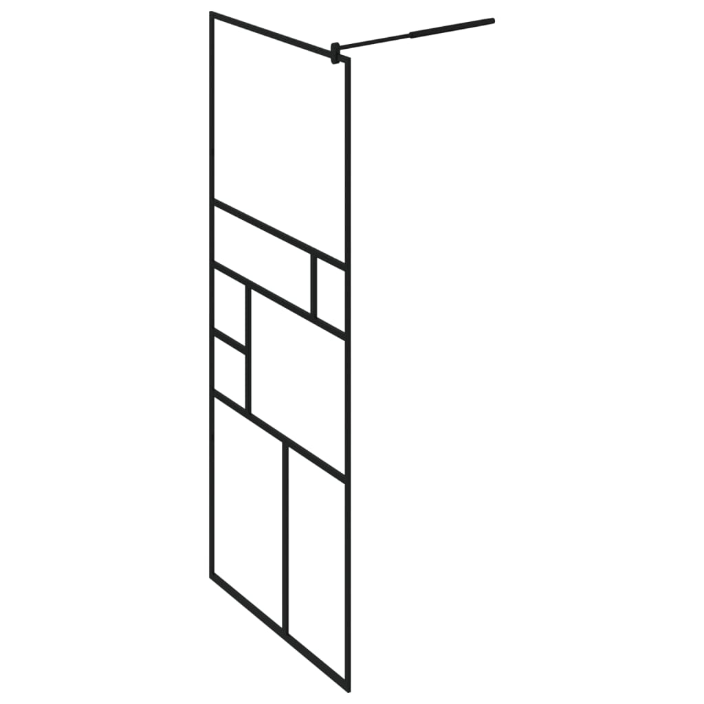 Fekete ESG üveg és alumínium zuhanyfal polccal 80 x 195 cm 5