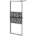 Fekete ESG üveg és alumínium zuhanyfal polccal 80 x 195 cm 2