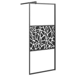 Fekete ESG üveg és alumínium zuhanyfal polccal 80 x 195 cm 3