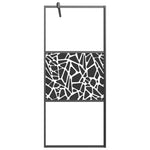 Fekete ESG üveg és alumínium zuhanyfal polccal 80 x 195 cm 4