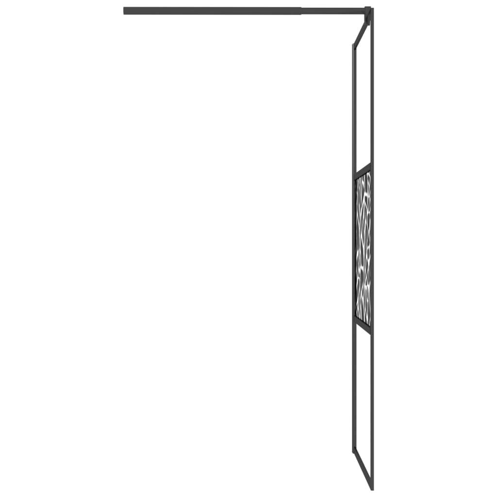 Fekete ESG üveg és alumínium zuhanyfal polccal 80 x 195 cm 6