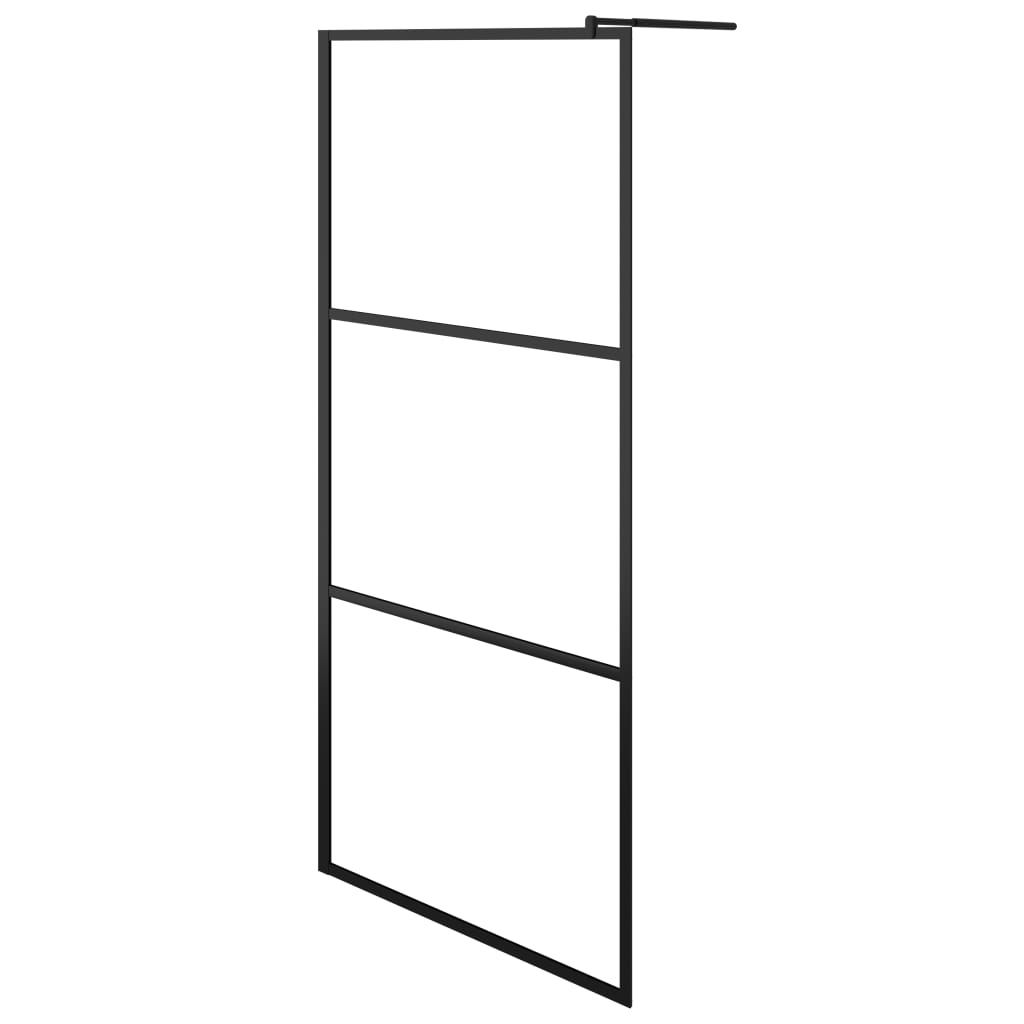Fekete ESG üveg és alumínium zuhanyfal polccal 90 x 195 cm 3