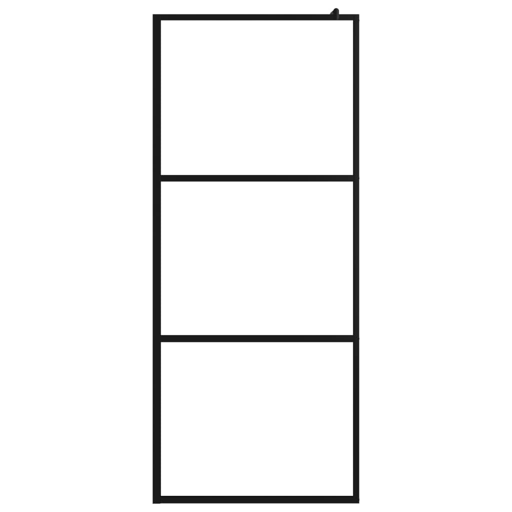 Fekete ESG üveg és alumínium zuhanyfal polccal 90 x 195 cm 4