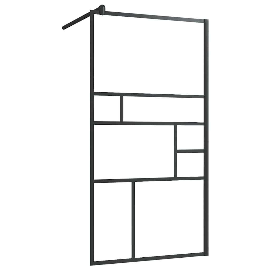 Fekete ESG üveg és alumínium zuhanyfal polccal 90 x 195 cm 3