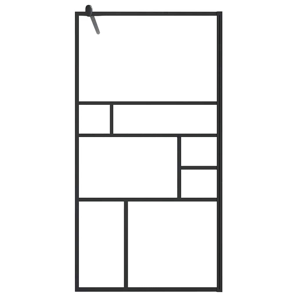 Fekete ESG üveg és alumínium zuhanyfal polccal 90 x 195 cm 4