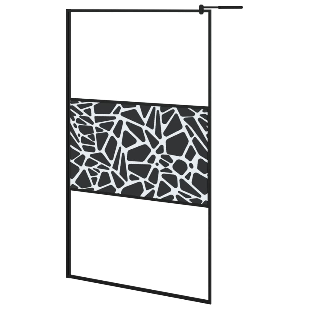 Fekete ESG üveg és alumínium zuhanyfal polccal 115x195 cm 3