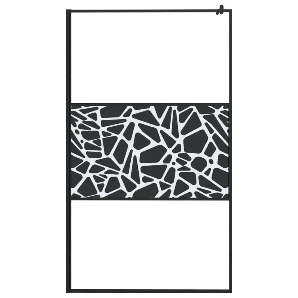 Fekete ESG üveg és alumínium zuhanyfal polccal 115x195 cm 4