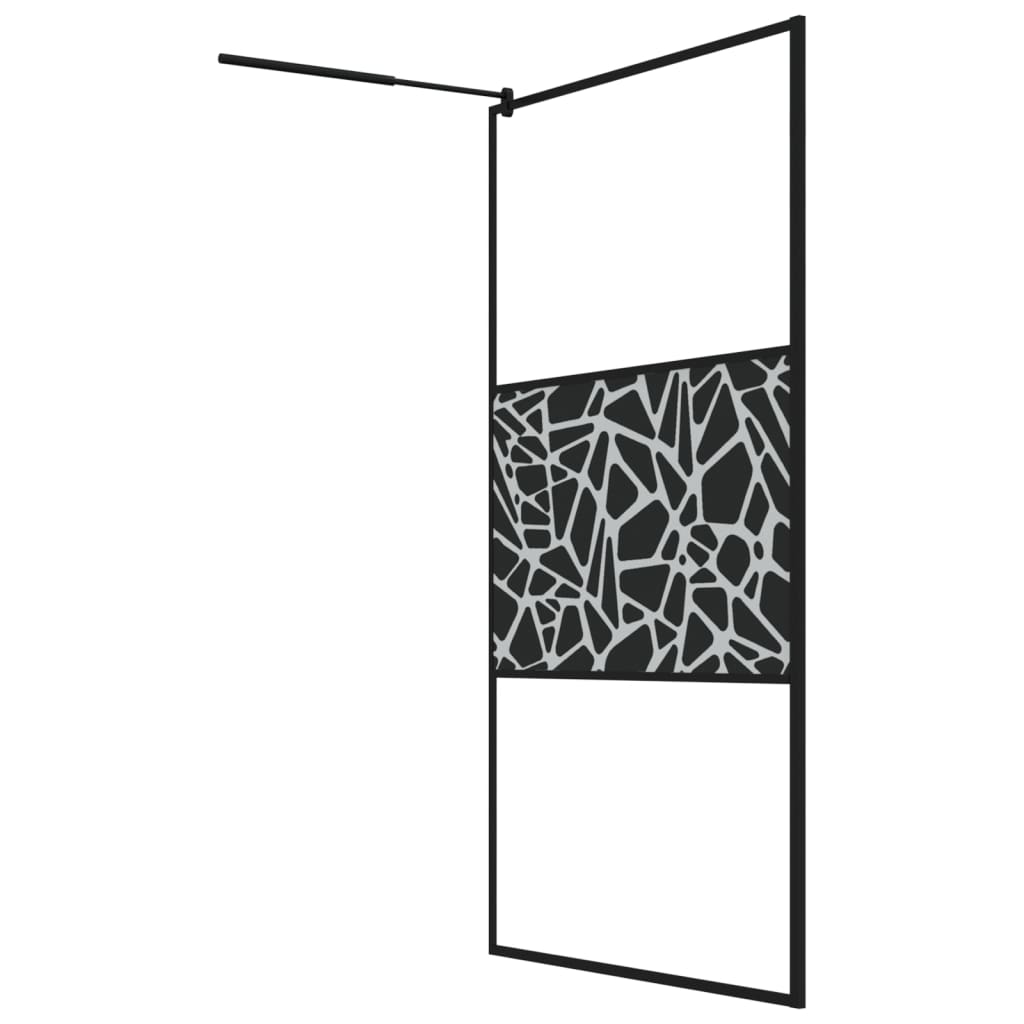 Fekete ESG üveg és alumínium zuhanyfal polccal 115x195 cm 5