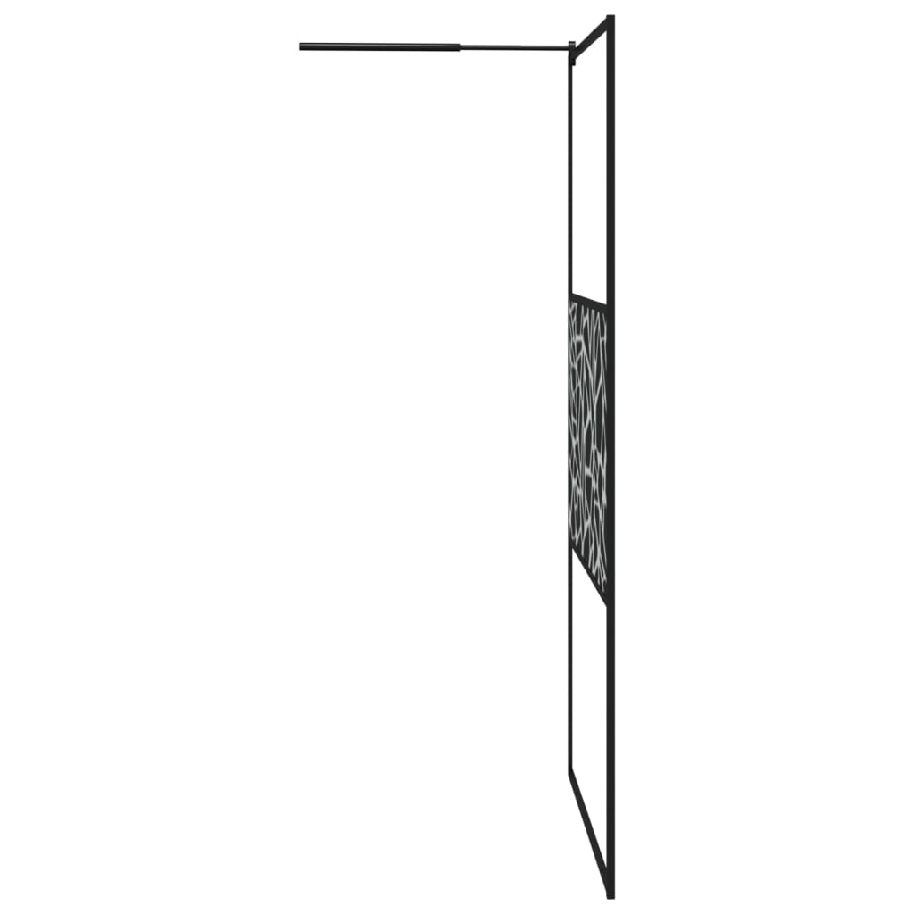 Fekete ESG üveg és alumínium zuhanyfal polccal 115x195 cm 6