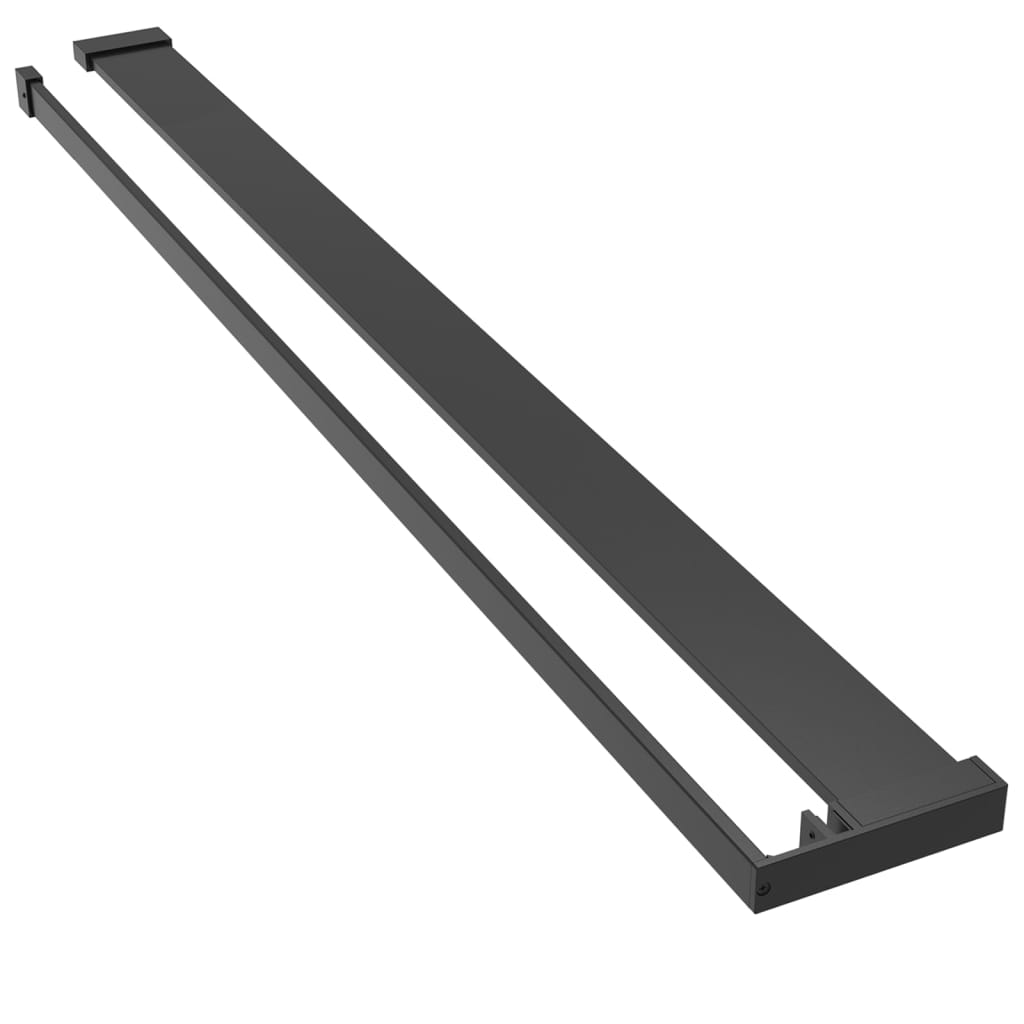 Fekete ESG üveg és alumínium zuhanyfal polccal 115x195 cm 8