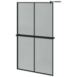 Fekete ESG üveg és alumínium zuhanyfal polccal 118 x 190 cm 2