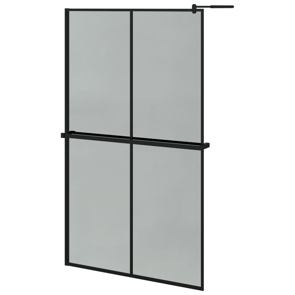 Fekete ESG üveg és alumínium zuhanyfal polccal 118 x 190 cm 2