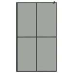 Fekete ESG üveg és alumínium zuhanyfal polccal 118 x 190 cm 4