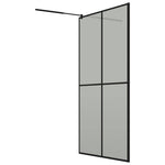 Fekete ESG üveg és alumínium zuhanyfal polccal 118 x 190 cm 5