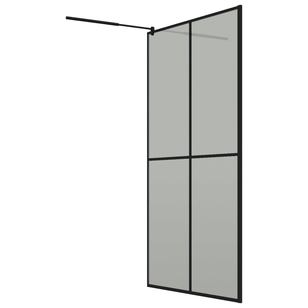 Fekete ESG üveg és alumínium zuhanyfal polccal 118 x 190 cm 5