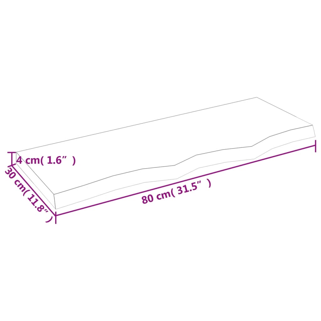 Kezeletlen tömör fa fürdőszobai pult 80x30x(2-4) cm 8
