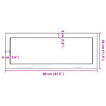 Kezeletlen tömör fa fürdőszobai pult 80x30x(2-4) cm 9