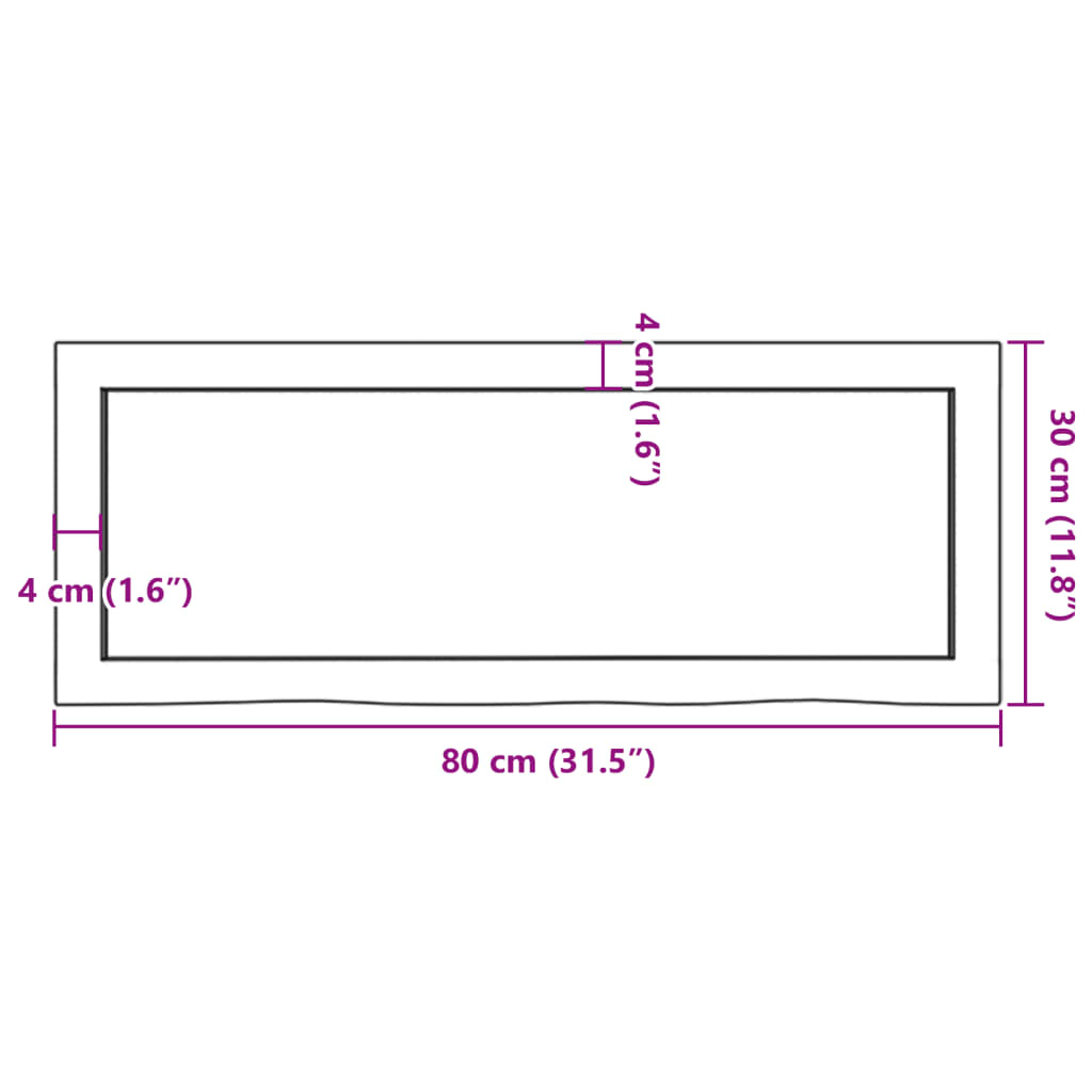 Kezeletlen tömör fa fürdőszobai pult 80x30x(2-4) cm 9
