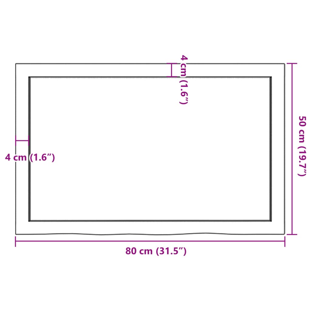 Kezeletlen tömör fa fürdőszobai pult 80x50x(2-4) cm 9