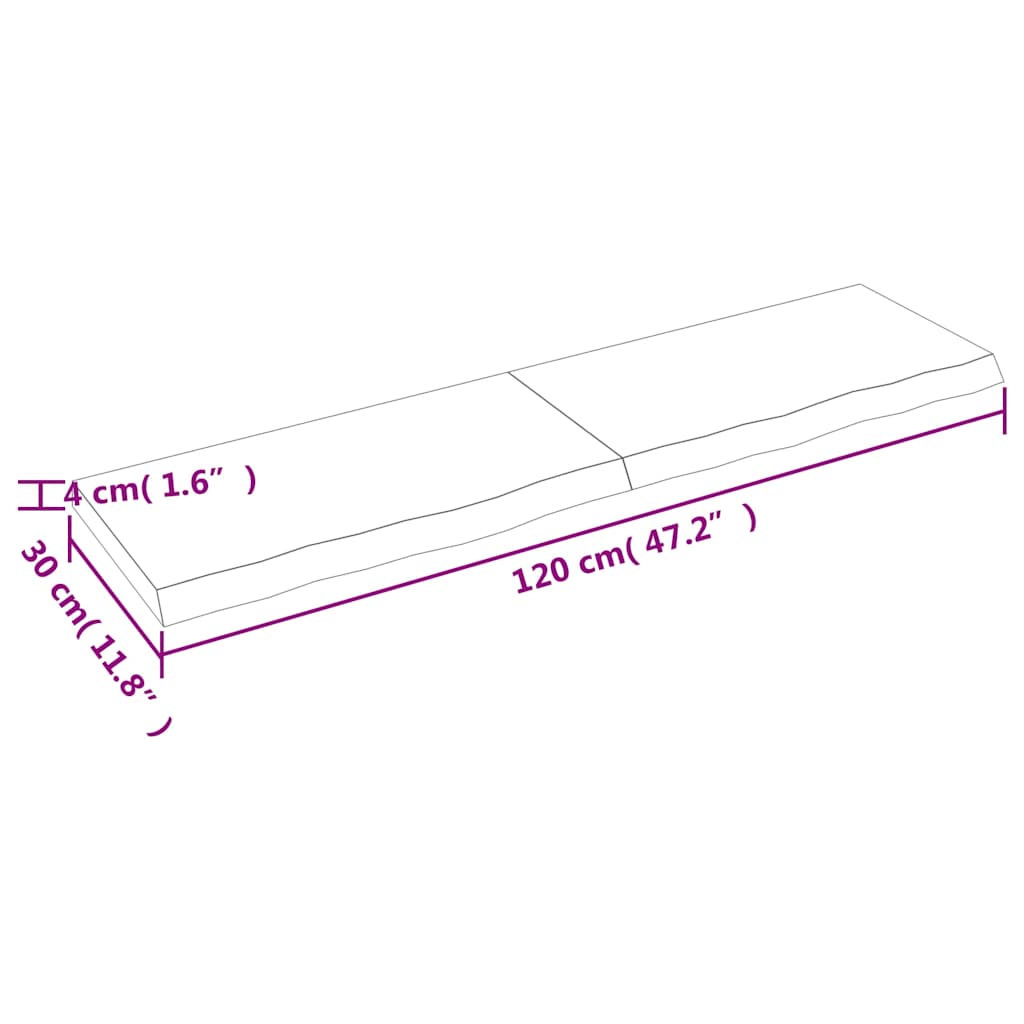 Kezeletlen tömör fa fürdőszobai pult 120x30x(2-4) cm 10