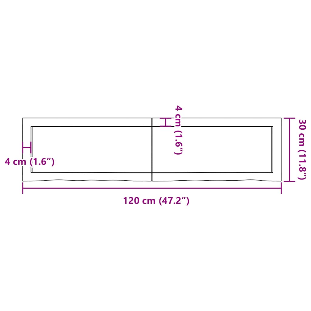Kezeletlen tömör fa fürdőszobai pult 120x30x(2-4) cm 11